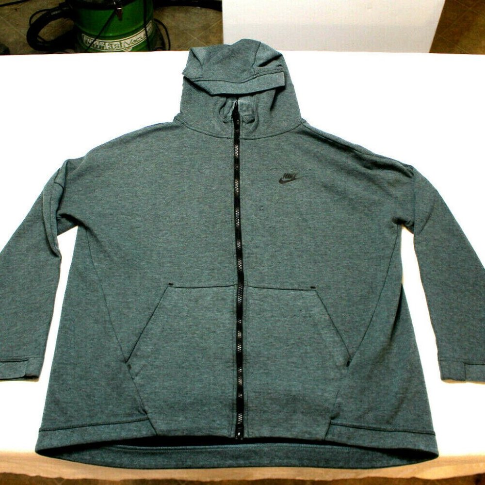 nike tech fleece full zip hoodie size large teal